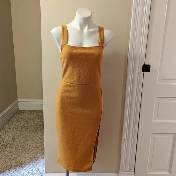 mustard yellow tank dress Essential Cotton Tank Bodycon Midi Dress